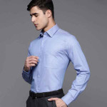 Men Blue Solid Pure Cotton Slim Fit Formal Shirt