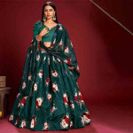 Digital Floral Flared Semi- Stitched Lehenga With Dupatta