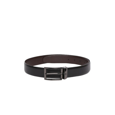 Men Black Solid Leather Belt