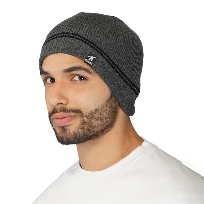 Grey and Black Slouchy Beanie