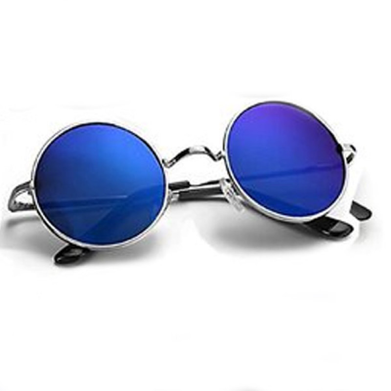 Adam Jones Black Blue Silver Mirrored Medium Full Rim Round Metal Unisex Sunglasses - Pack Of 3