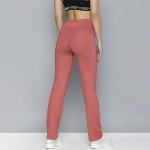 Women Mauve Solid Straight Fit Track Pant